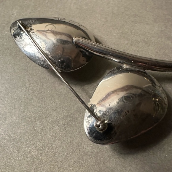 Los Castillo Taxco stamped silver, stone and gold pin - Picture 5 of 9